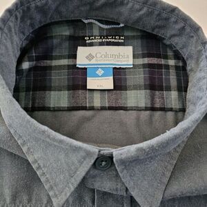 Columbia Omni-Wick Olive‎ Green Long Sleeve Button Front Pocket Shirt Mens 2XL